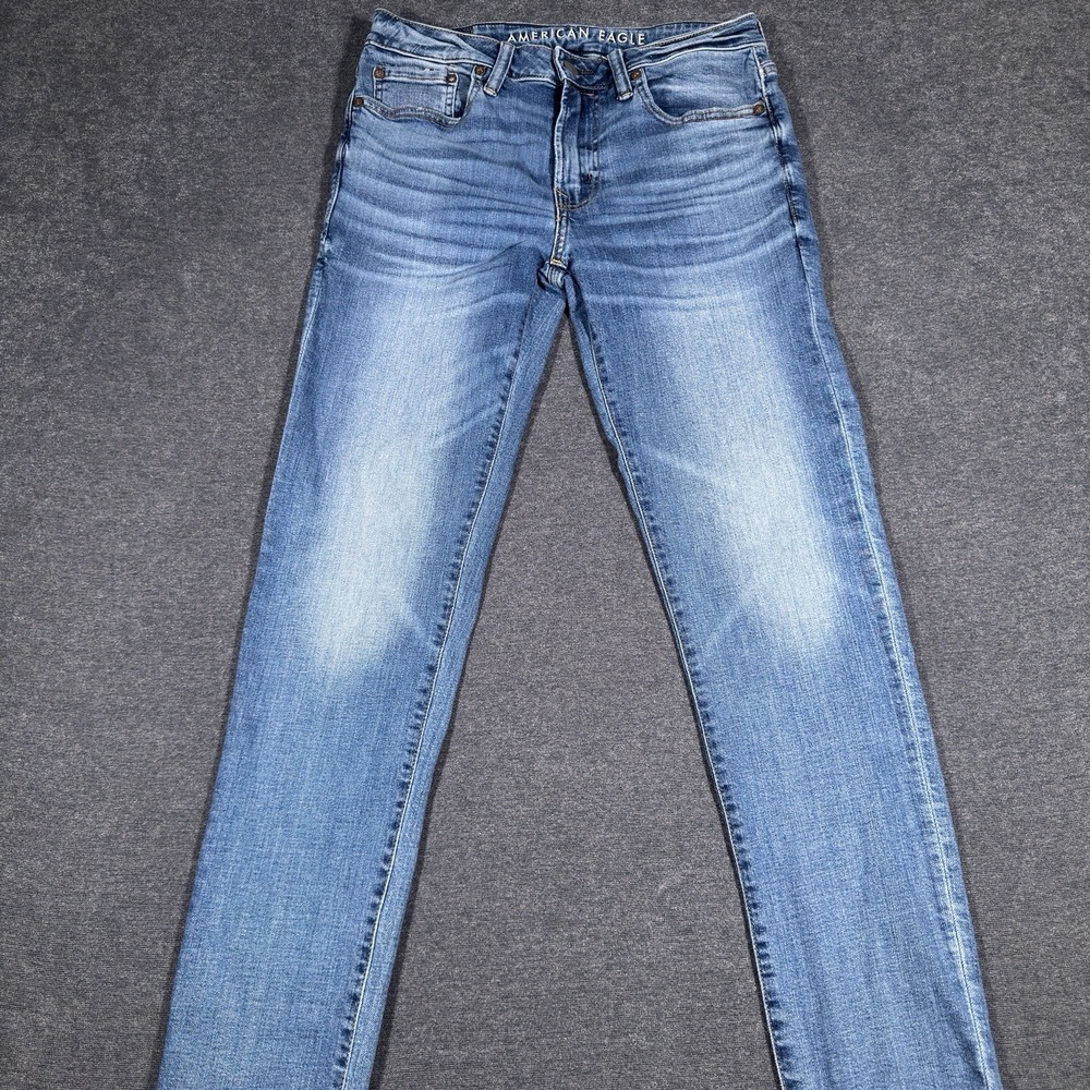 American‎ Eagle Skinny Jeans Mens 32x33 Blue Airflex+ Denim Stretch Medium Wash